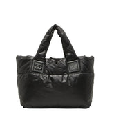 シャネル ココマーク コココクーン ハンドバッグ トートバッグ ブラック ナイロン レザー レディース CHANEL 【中古】